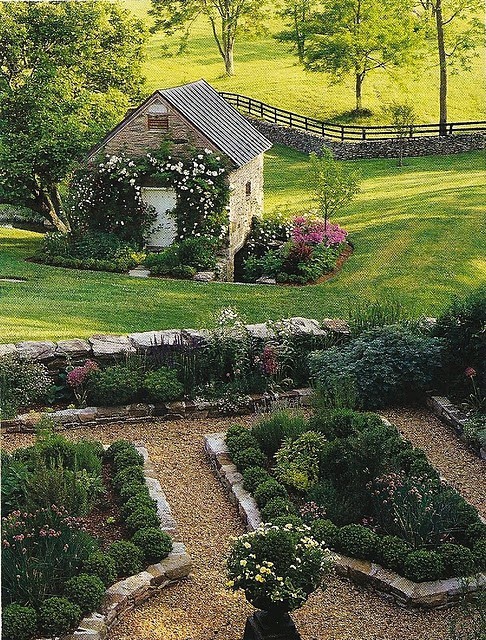 Garden with stone border